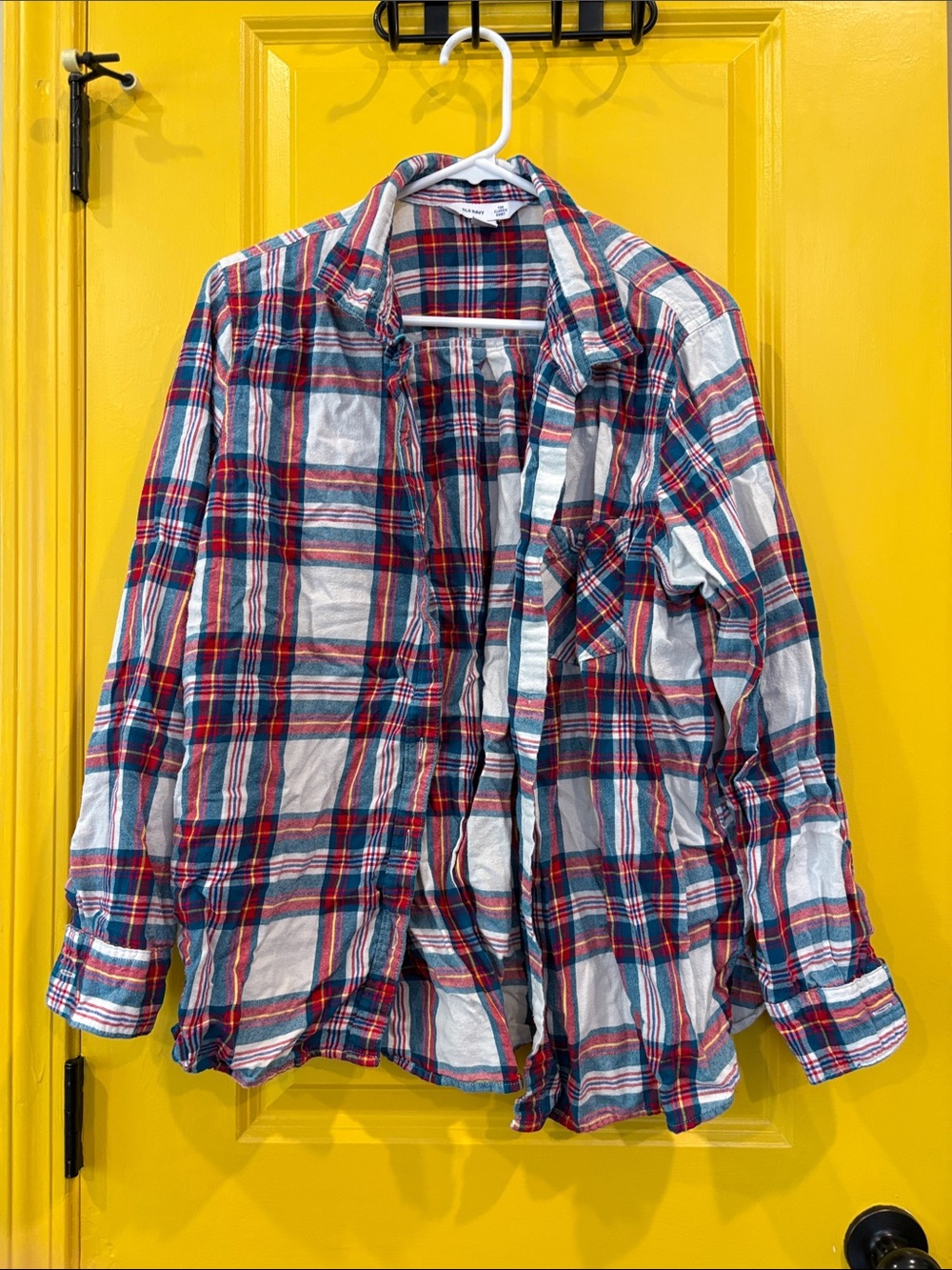 Women’s old navy classic fit Plaid Flannel Shirt - Blue & Red